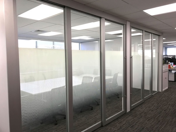 Installation of Potters Interior systems office partitions